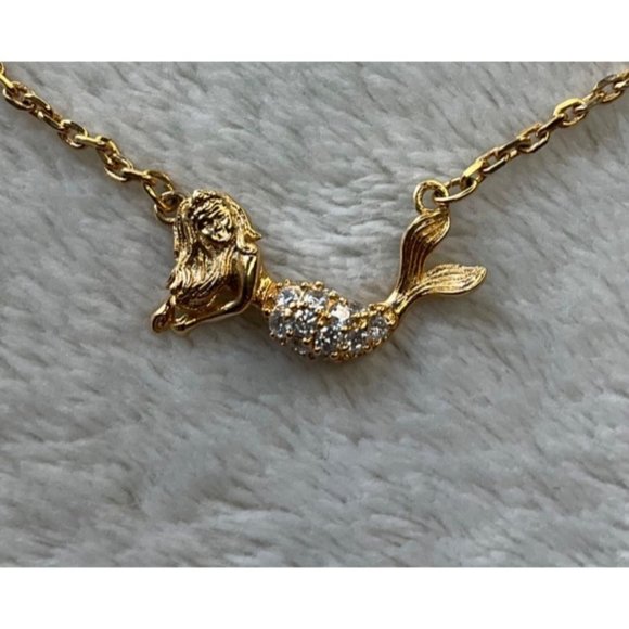 New Mermaid necklace stainless steel with crystal's in gold color - Picture 3 of 6